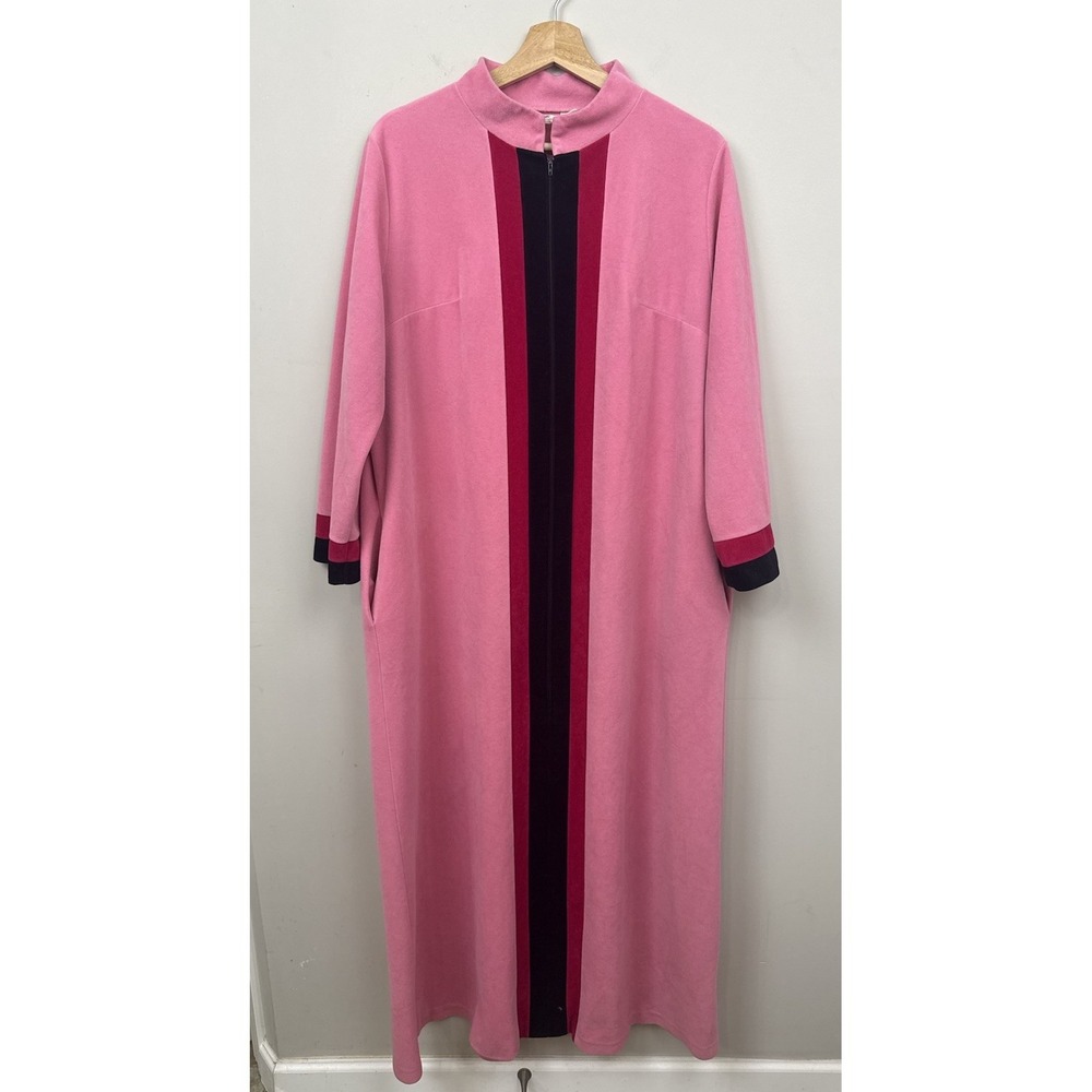 Vintage Vanity Fair Velour House Dress Zip Front Maxi Aunt Gladys Costume Robe